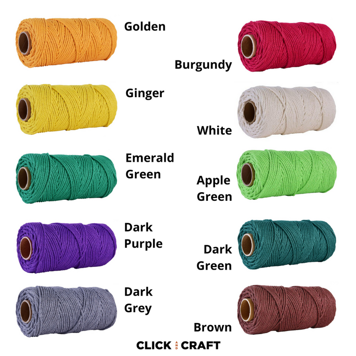 Apple Green Macrame Cords | 3-Strand 100% Cotton Cords 100m/109yd