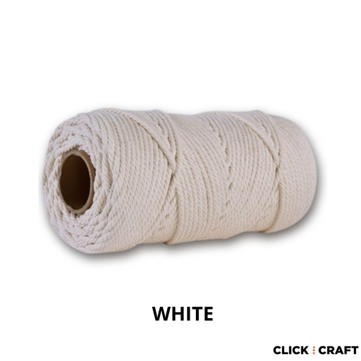 White Macrame Cords | 3-Strand 100% Cotton Cords 100m/109yd