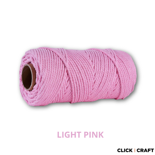 Light Pink Macrame Cords | 3-Strand 100% Cotton Cords 100m/109yd