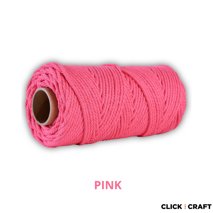 Pink Macrame Cords | 3-Strand 100% Cotton Cords 100m/109yd