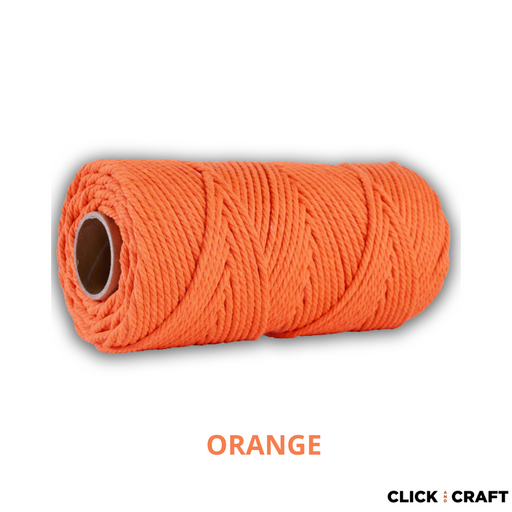 Orange Macrame Cords | 3-Strand 100% Cotton Cords 100m/109yd