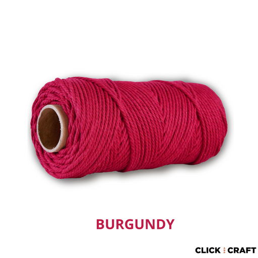 Burgundy Macrame Cords | 3-Strand 100% Cotton Cords 100m/109yd