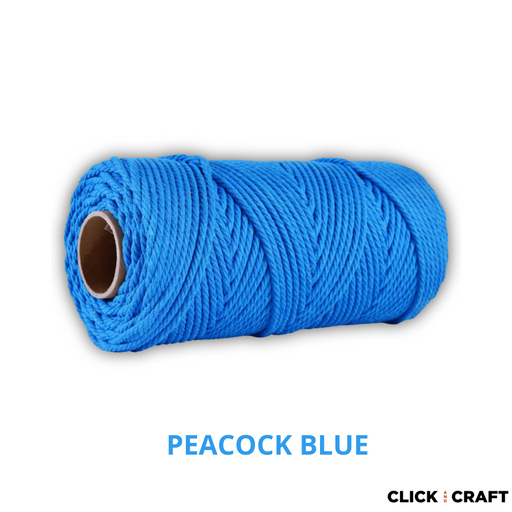 Peacock Blue Macrame Cords | 3-Strand 100% Cotton Cords 100m/109yd