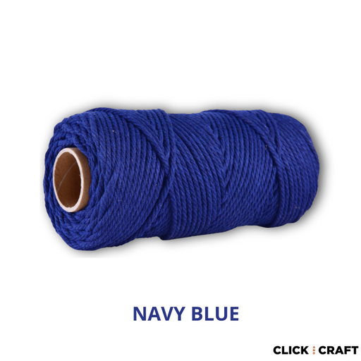 Navy Blue Macrame Cords | 3-Strand 100% Cotton Cords 100m/109yd