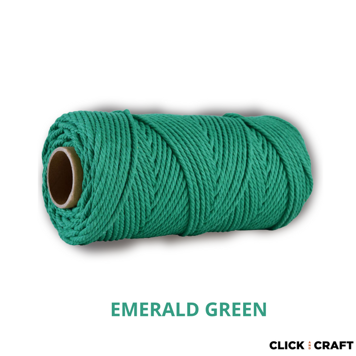 Emerald Green Macrame Cords | 3-Strand 100% Cotton Cords 100m/109yd