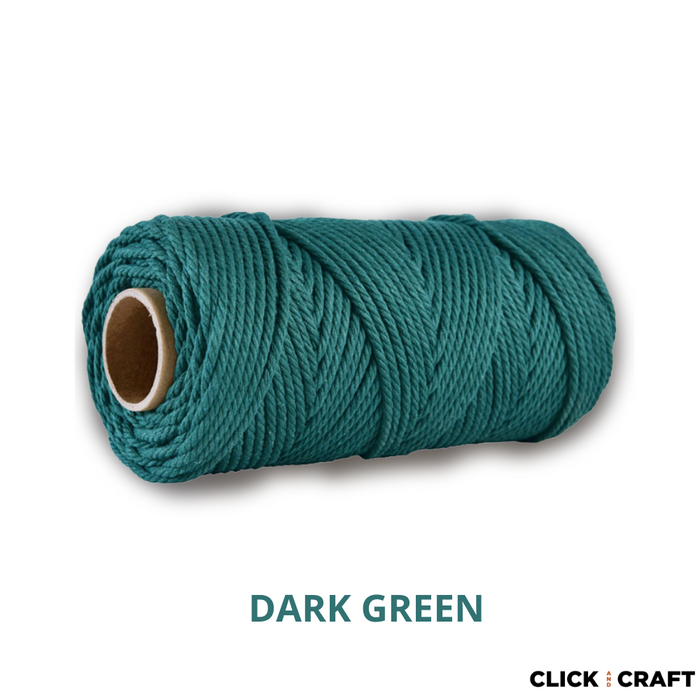 Dark Green Macrame Cords | 3-Strand 100% Cotton Cords 100m/109yd