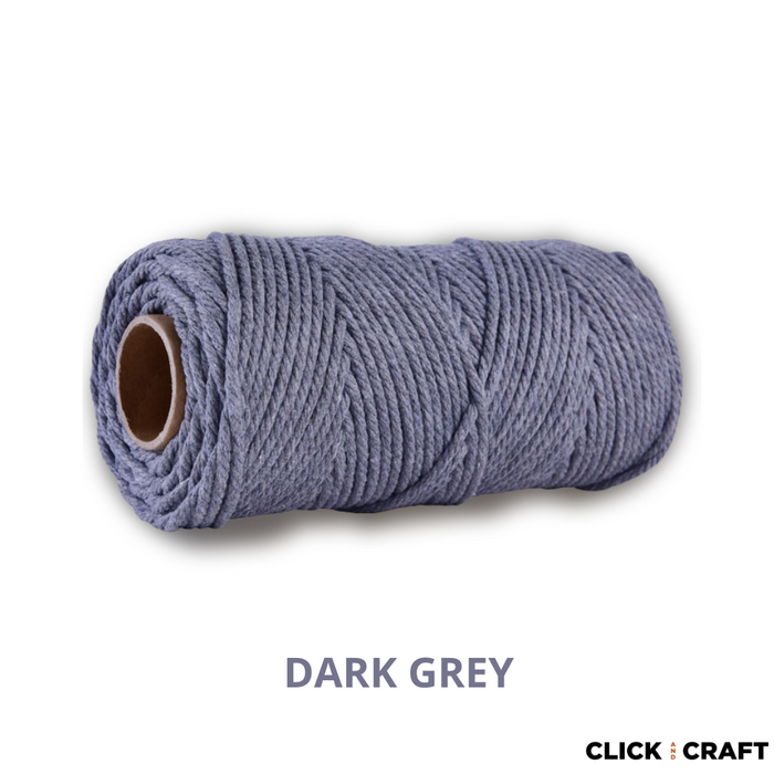 Dark Grey Macrame Cords | 3-Strand 100% Cotton Cords 100m/109yd