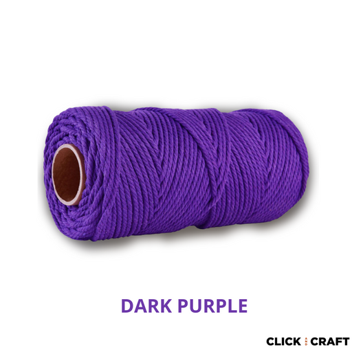 Dark Violet Macrame Cords | 3-Strand 100% Cotton Cords 100m/109yd