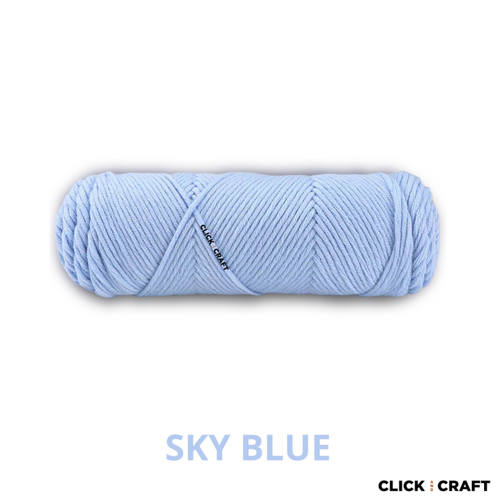 Sky Blue Knitting Cotton Yarn | 8-ply Light Worsted Double Knitting