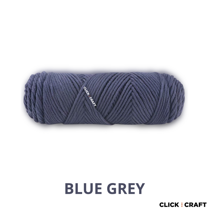 Blue Grey Knitting Cotton Yarn | 8-ply Light Worsted Double Knitting