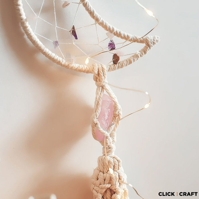 Macrame Wall Hanging with Rose Crystal Quartz