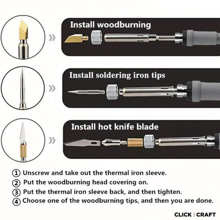 Wood Burning Set Tool Pen Pyrography Supplies Iron Tips Art Craft