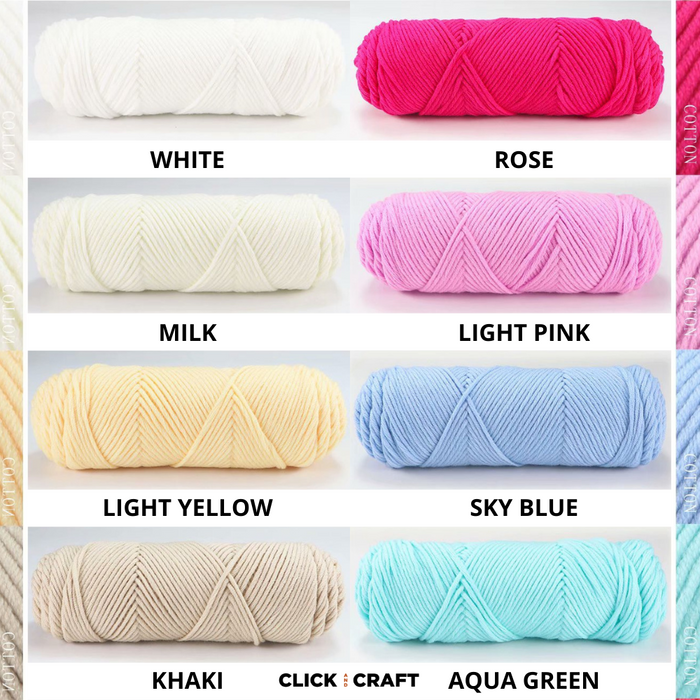 White Knitting Cotton Yarn | 8-ply Light Worsted Double Knitting